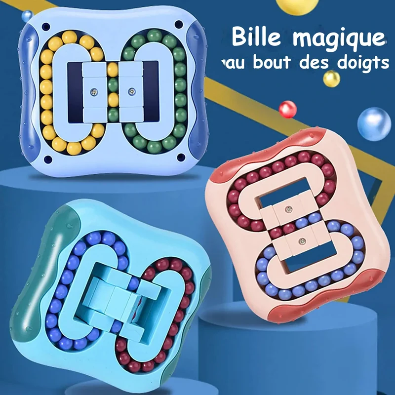 Casse tête bille en plastique en trois coloris, billes dans deux circuits ovales