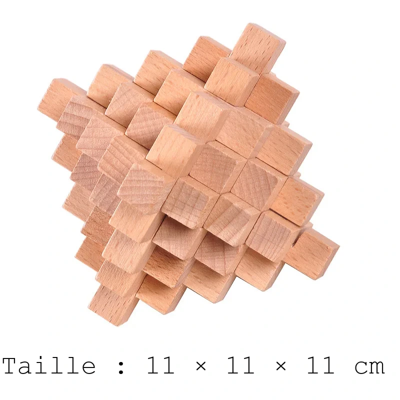 Casse tête chinois en bois étoile, grand assemblage de baguettes carrées en bois clair