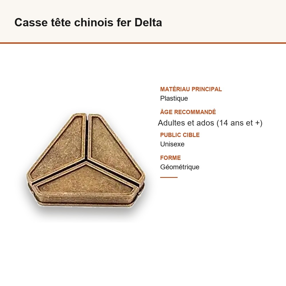 Casse tête chinois fer Delta : matière, dimensions et âge conseillé