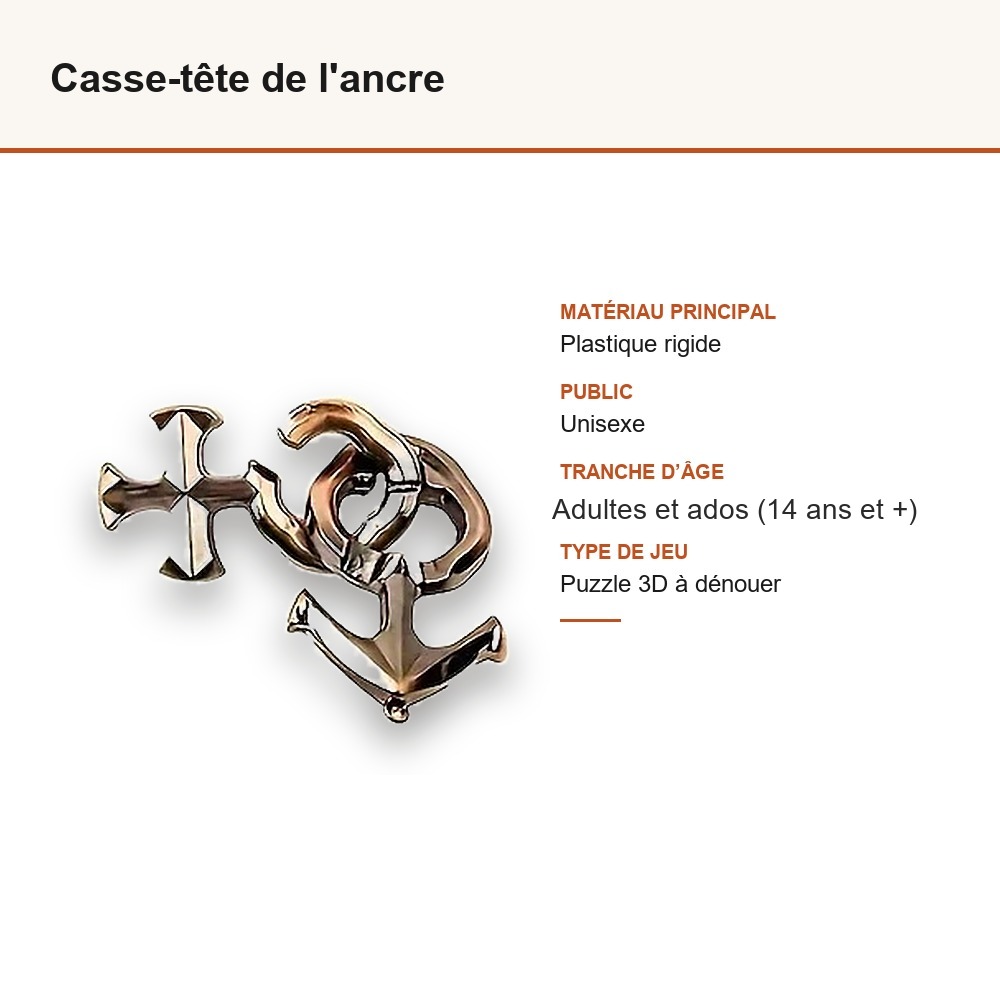 Casse-tête de l'ancre : matière, dimensions et âge conseillé