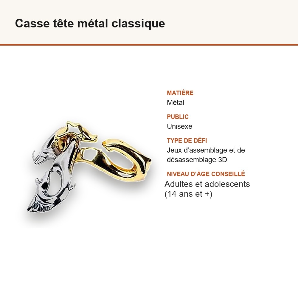 Casse tête métal classique : matière, dimensions et âge conseillé