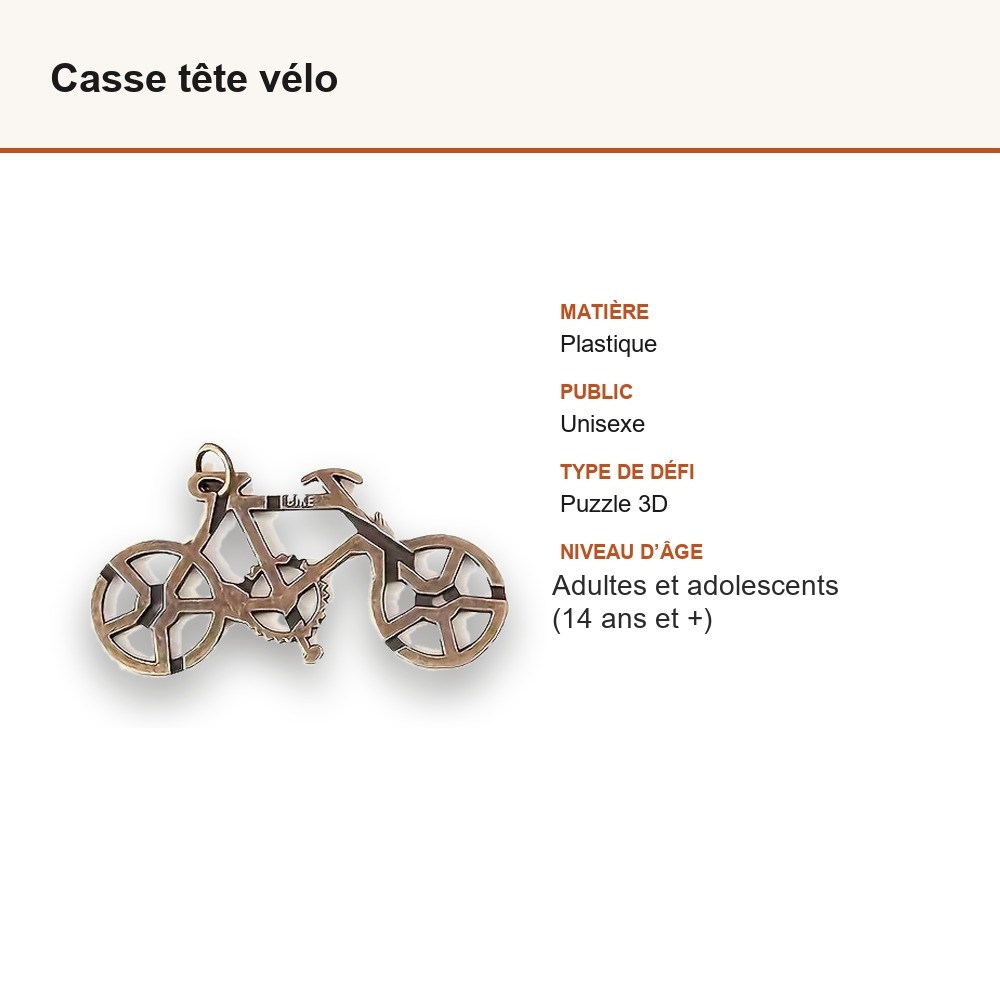 Casse tête vélo : matière, dimensions et âge conseillé