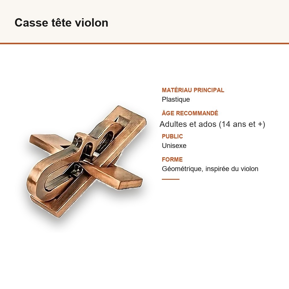 Casse tête violon : matière, dimensions et âge conseillé